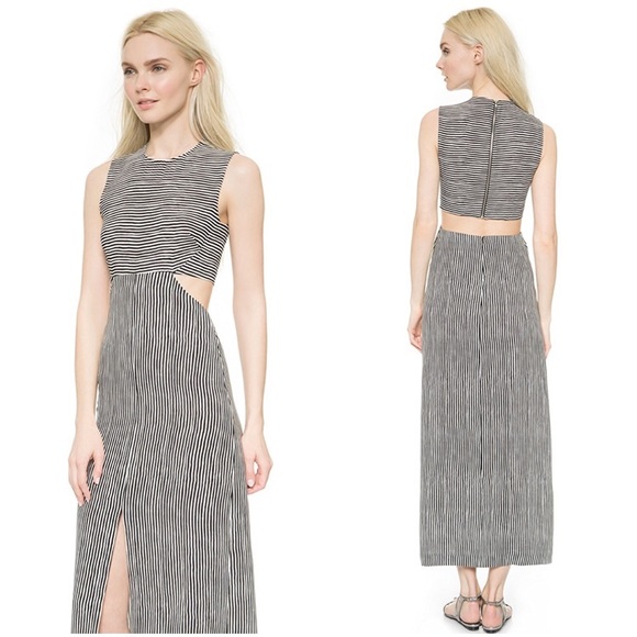A.L.C. Dresses & Skirts - A.L.C. Striped Cutout Front Slit Maxi Dress