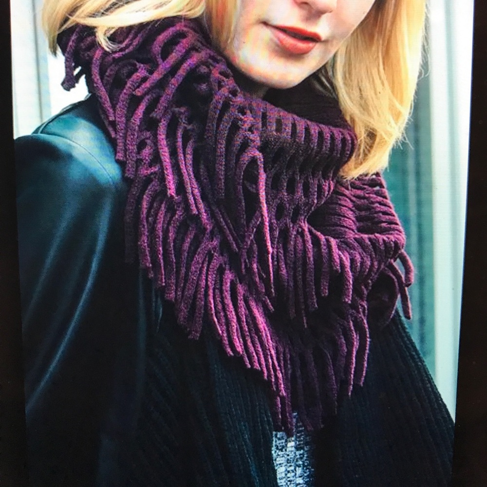 Plum Chenille Fringe Infinity Scarf