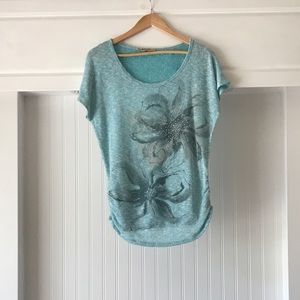 💫Aqua and floral Maternity shirt by Robins Nest