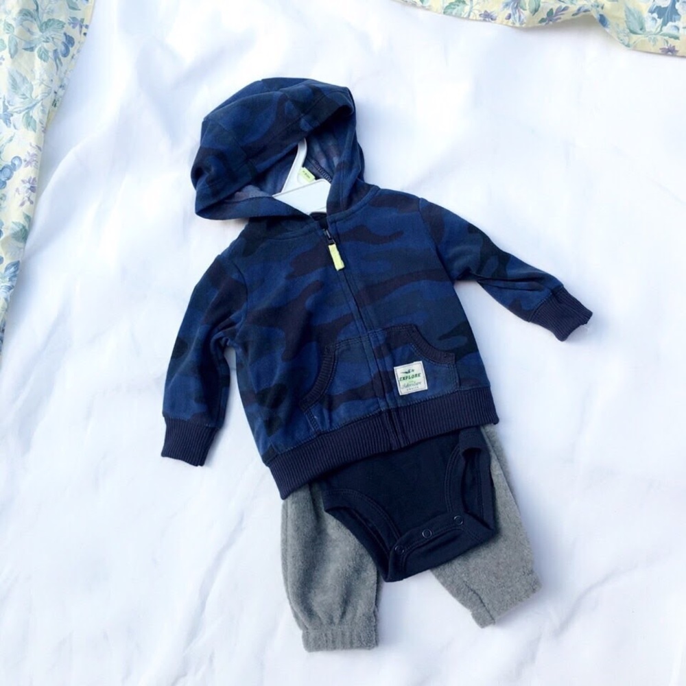 NWOT Carter's 3 Piece Blue n Gray Baby Winter Set