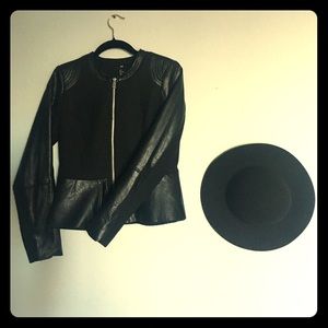 Black H&M peplum leather jacket