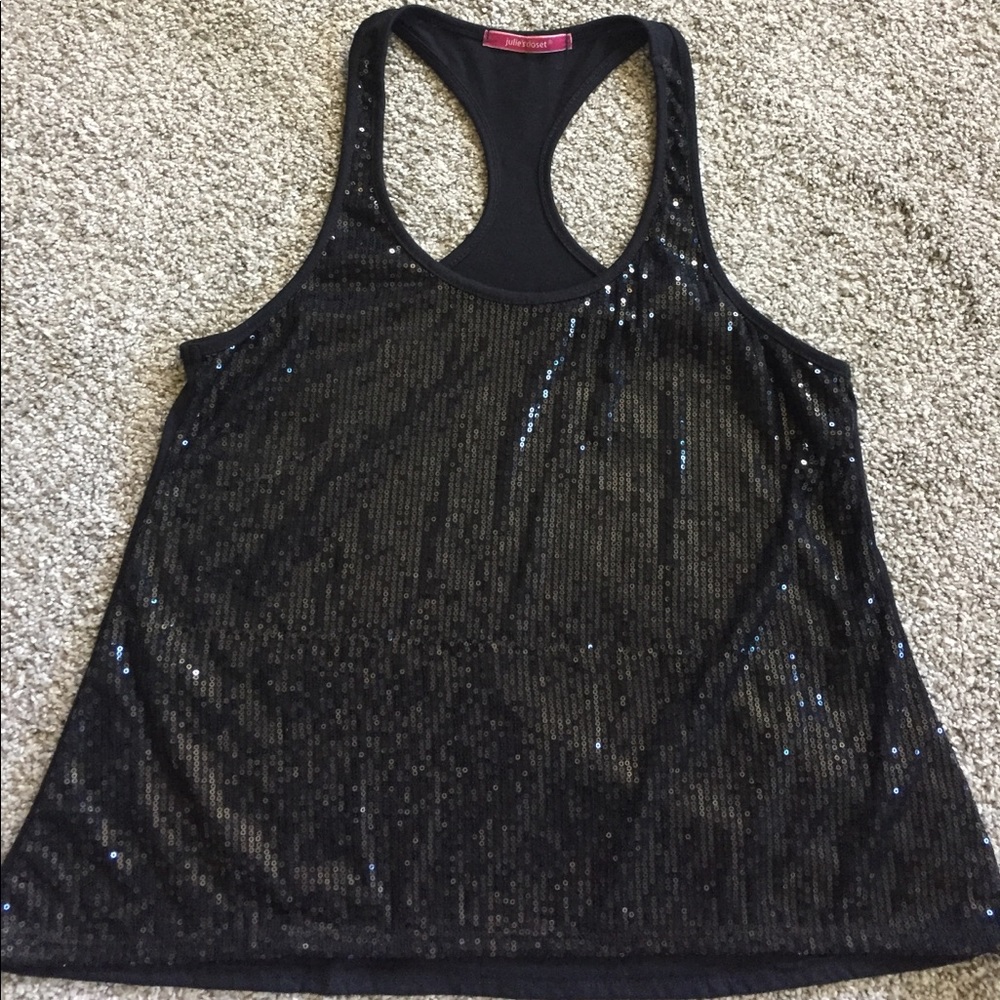 Black sequence tank top