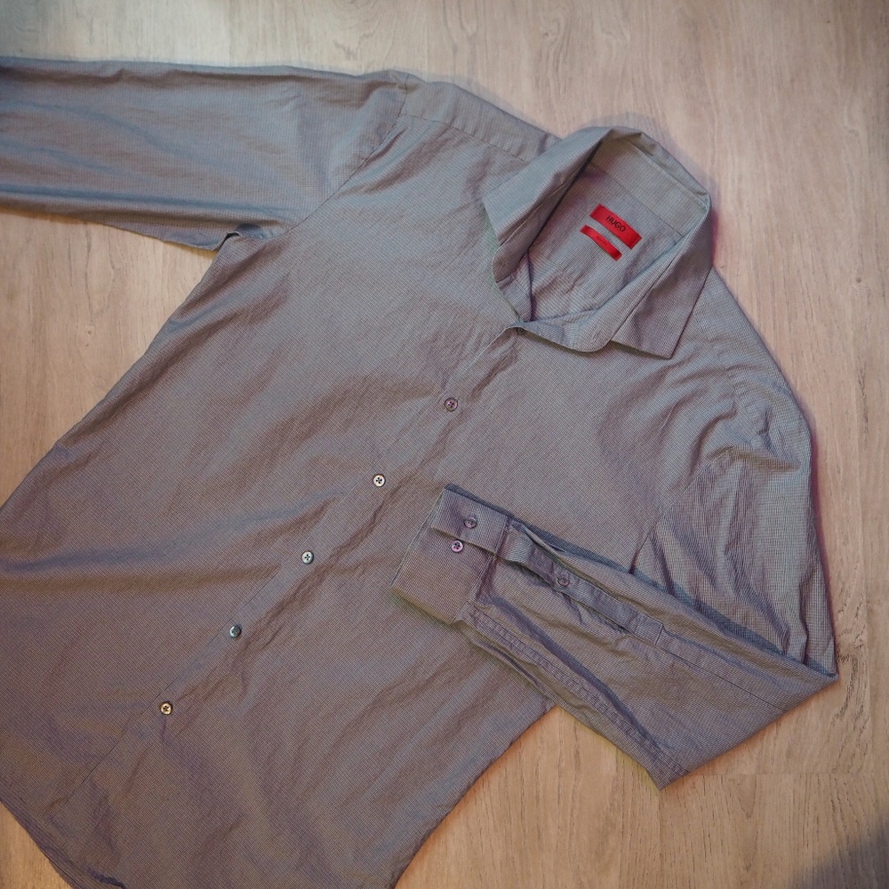 Hugo Boss Button Down Slim Dress Shirt (Grey)