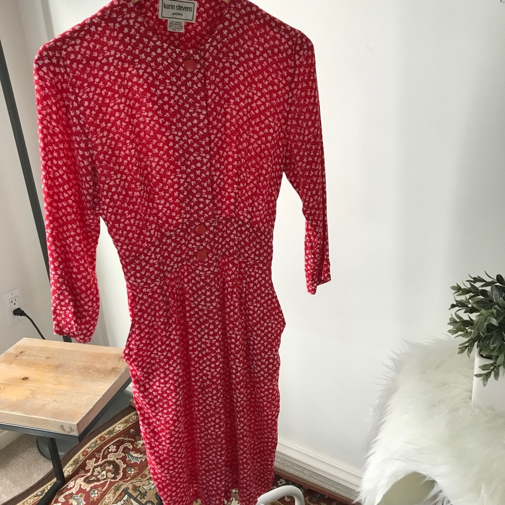 Karin Stevens vintage red and white dress