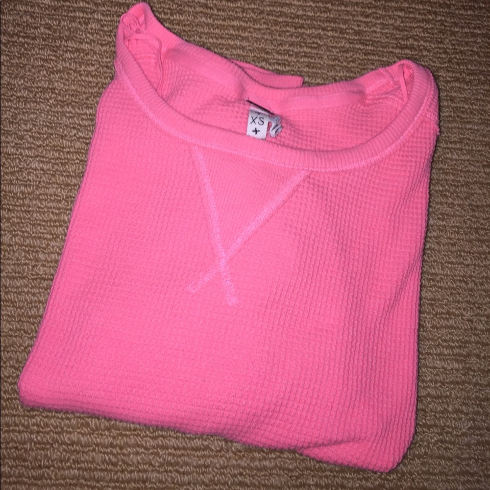 Free People Bright Coral Loose Fitting Thermal