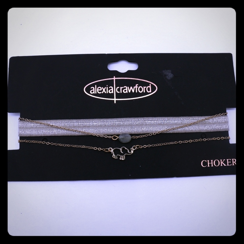 Alexia Crawford 3 Layer Gold Elephant  Choker
