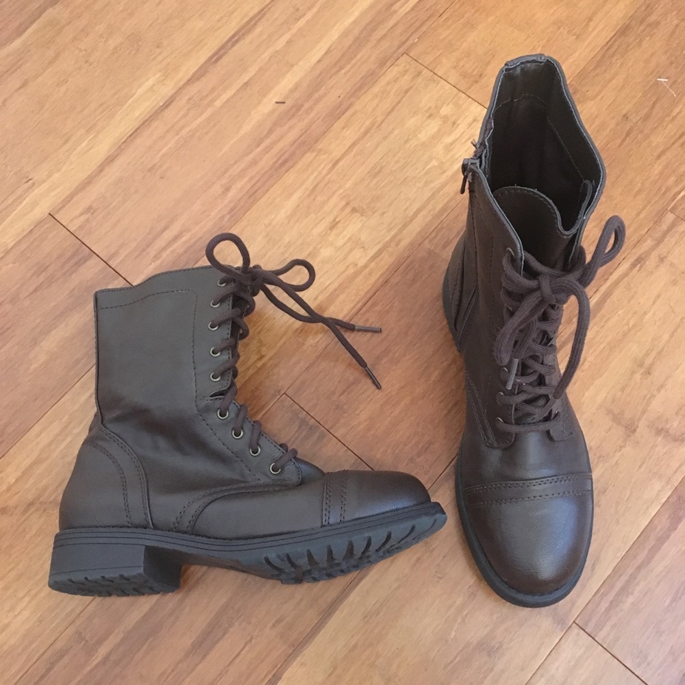 Brown combat style boots