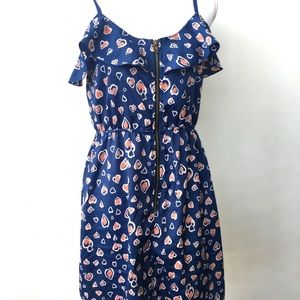 Blue heart strappy dress, L
