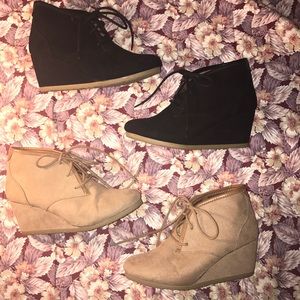 Lace up booties with wedge