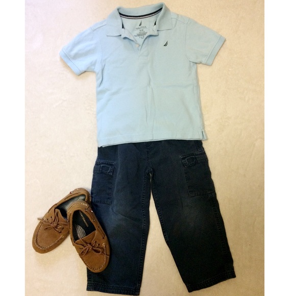 4T Nautical Polo Sonoma cargo pants toddler blue - Picture 1 of 3