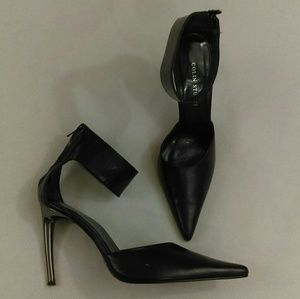 Colin Stuart Black Leather Ankle Cuff Stilettos
