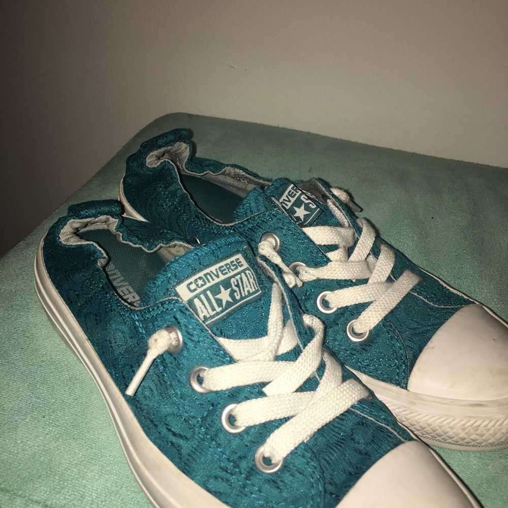 Teal Lace Converse Shoreline Slipons