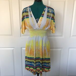 Colorful Flowy Short Sleeve Mini Summer Dress