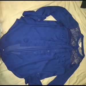 Blue button up blouse