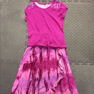 Justice size 10 Tye Front Top and Tye Dye skirt