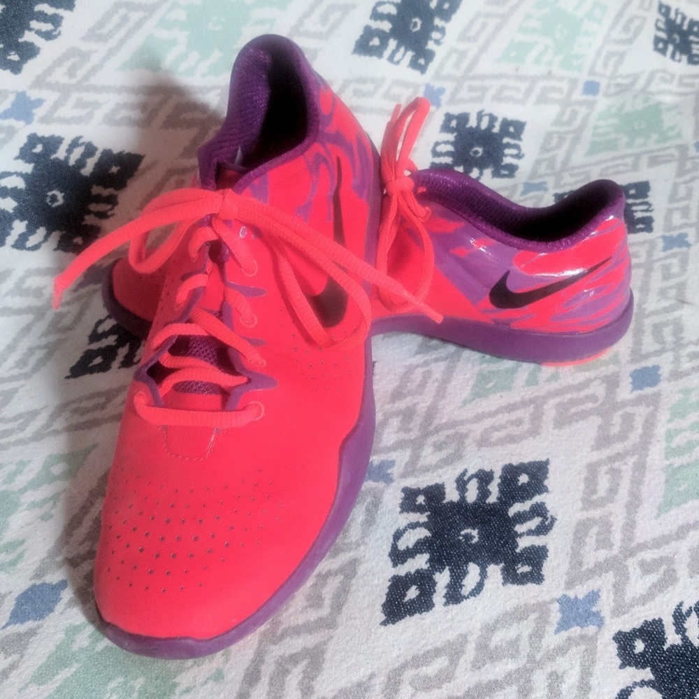 Red and purple Nikes