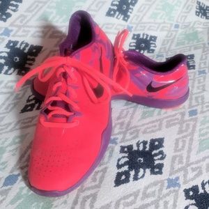 Red and purple Nikes