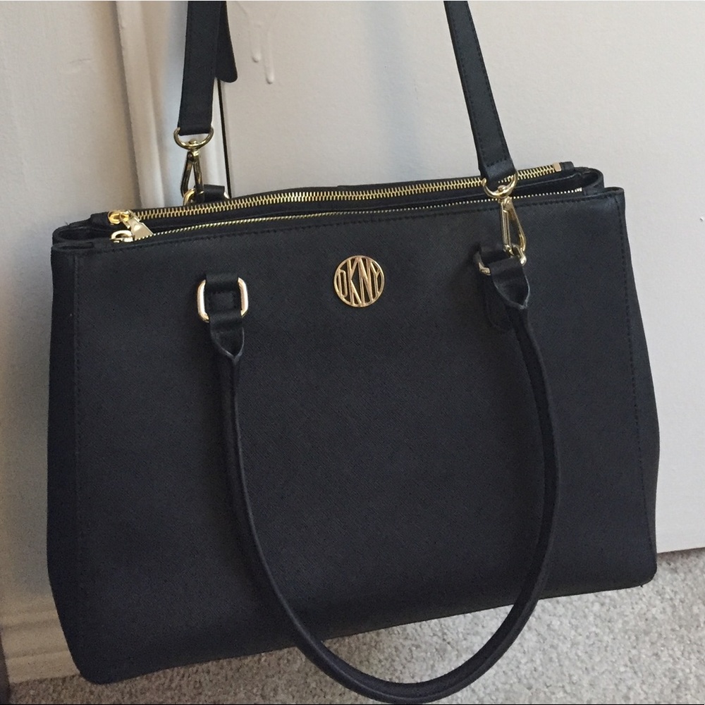 DKNY Large Double Zip Satchel Black