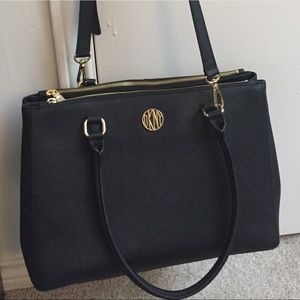 DKNY Large Double Zip Satchel Black