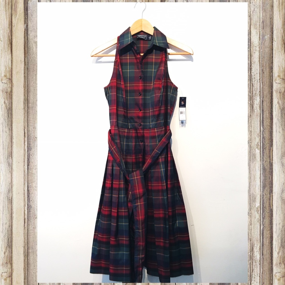 Tartan Plaid A-line Button Down Dress