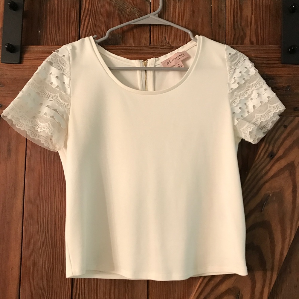 PHILOSOPHY lace sleeve crop top