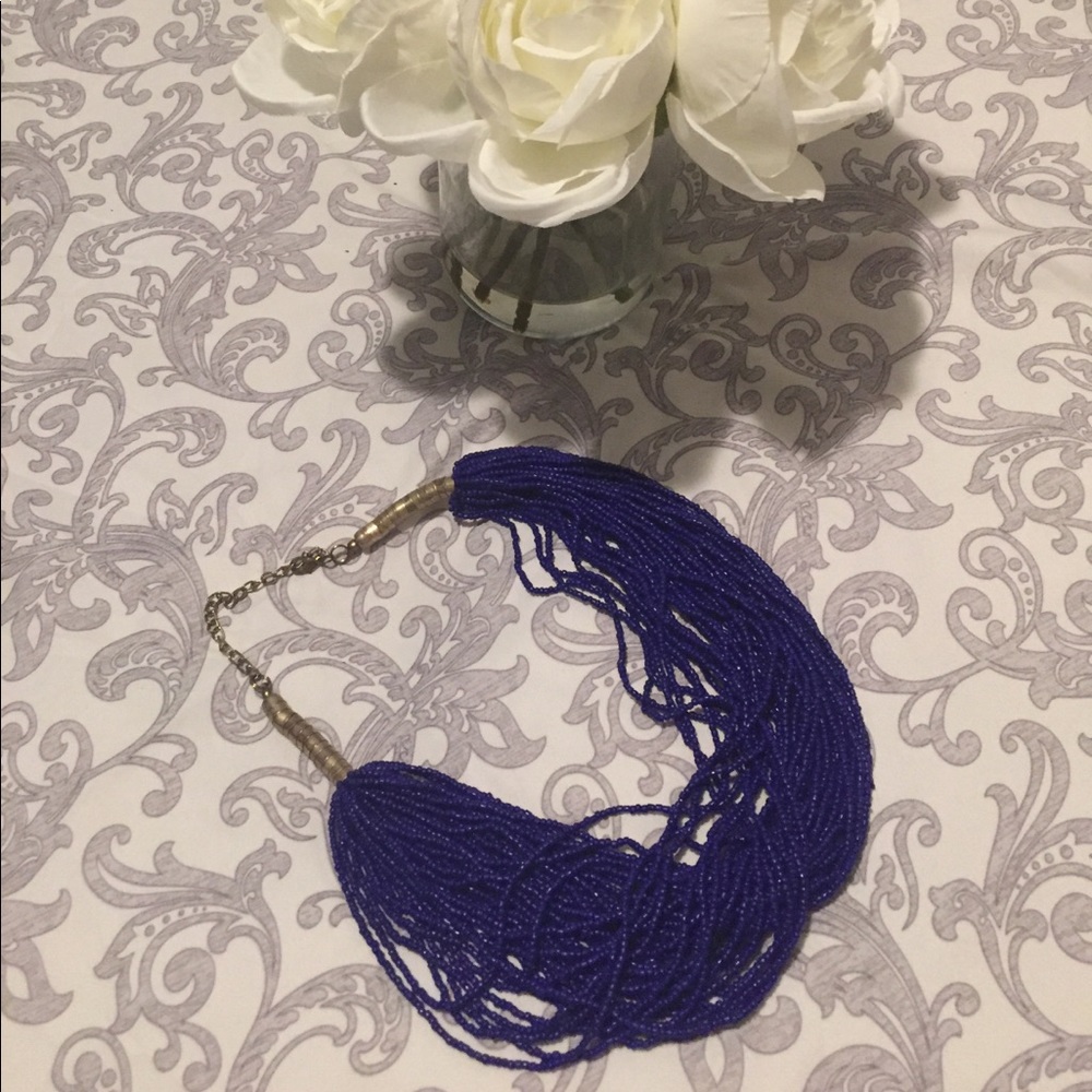 Dark blue beaded necklace