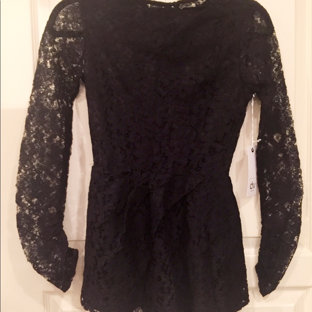 Black lace long sleeve romper- never worn