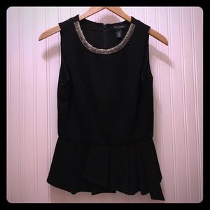 WhIte House Black Market asymmetrical peplum top