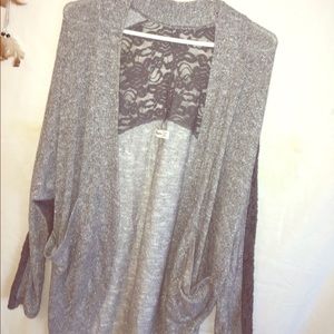 Childrens (s/m) gray lace back cardigan.