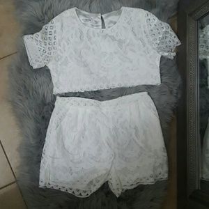 Cream lace two piece set