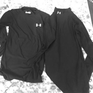 2 black underarmour compression shirts