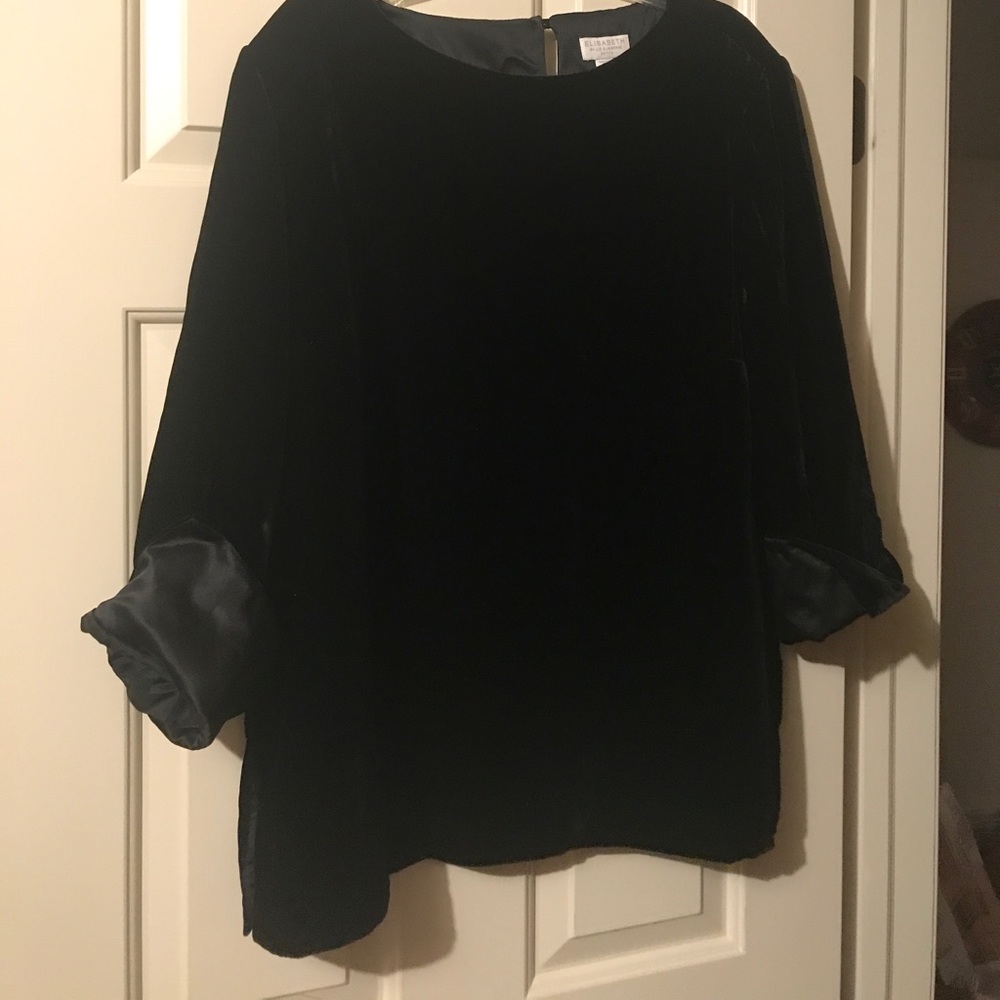 Liz Claiborne velvet top with satin trim