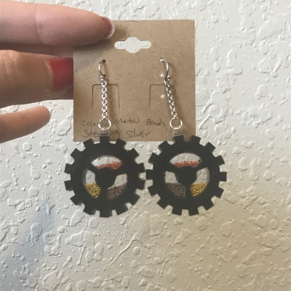 Earrings with metal beads gold copper silver color
