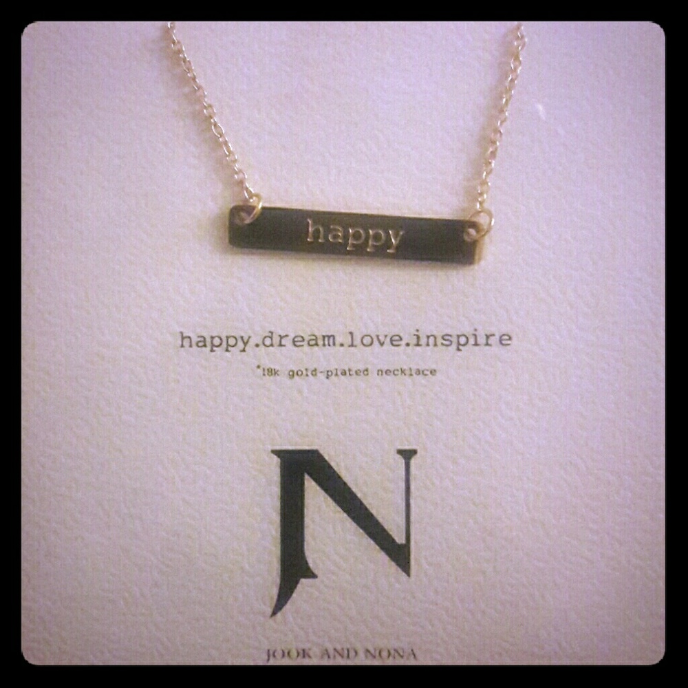 Jook and nona "happy" gold necklace