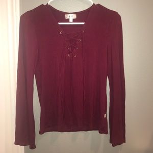 Maroon lace up top