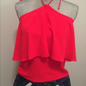 Red sleeveless shirt