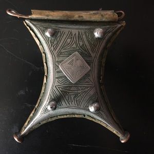 Vintage 1930s Tuareg Silver Brass Tcherot Amulet