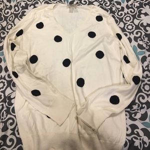 LOFT White with Black Polka Dots Sweater 👚👚👚