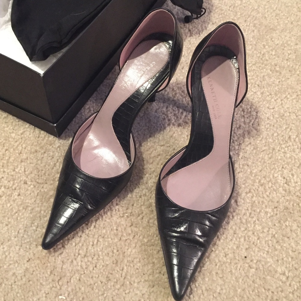 Kenneth Cole D'orsay croc pumps