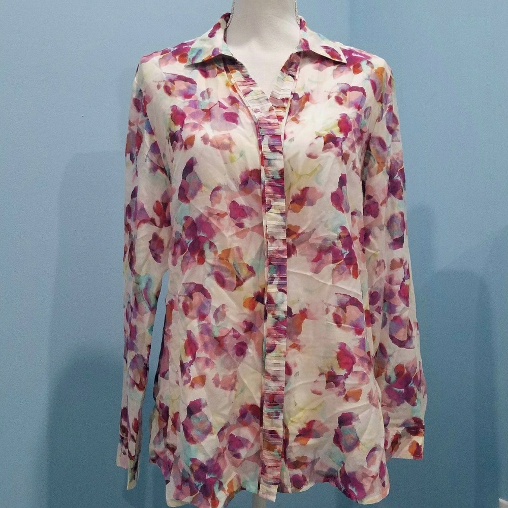 Coldwater Creek colorful watercolor blouse