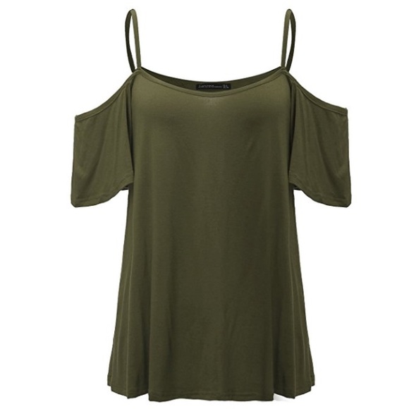 🍂 Cold Shoulder Short Sleeve Jersey Cami Top - Picture 2 of 3