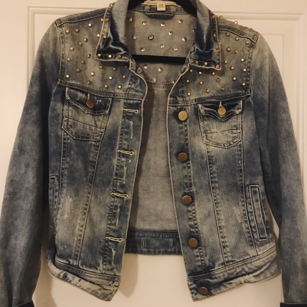 Gold studded jean jacket