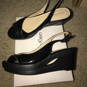 Patent Leather Calvin Klein Wedges 8 NWT