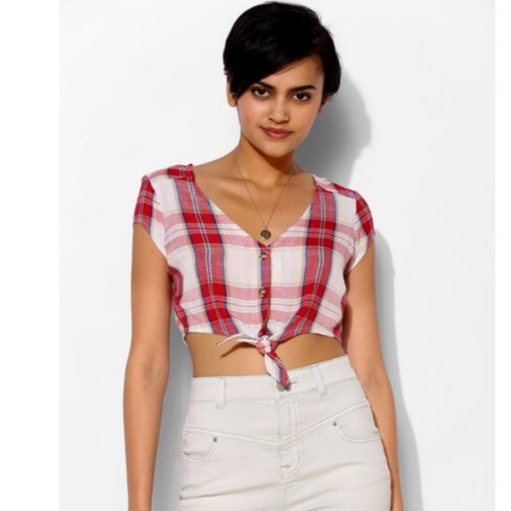 BDG plaid red crop top