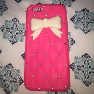 iPhone 6 Pink & White Quilted Bow Phone Case