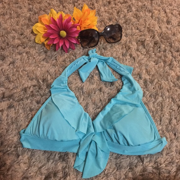 Kenneth Cole Turquoise Ruffle Swim Top - Picture 1 of 2