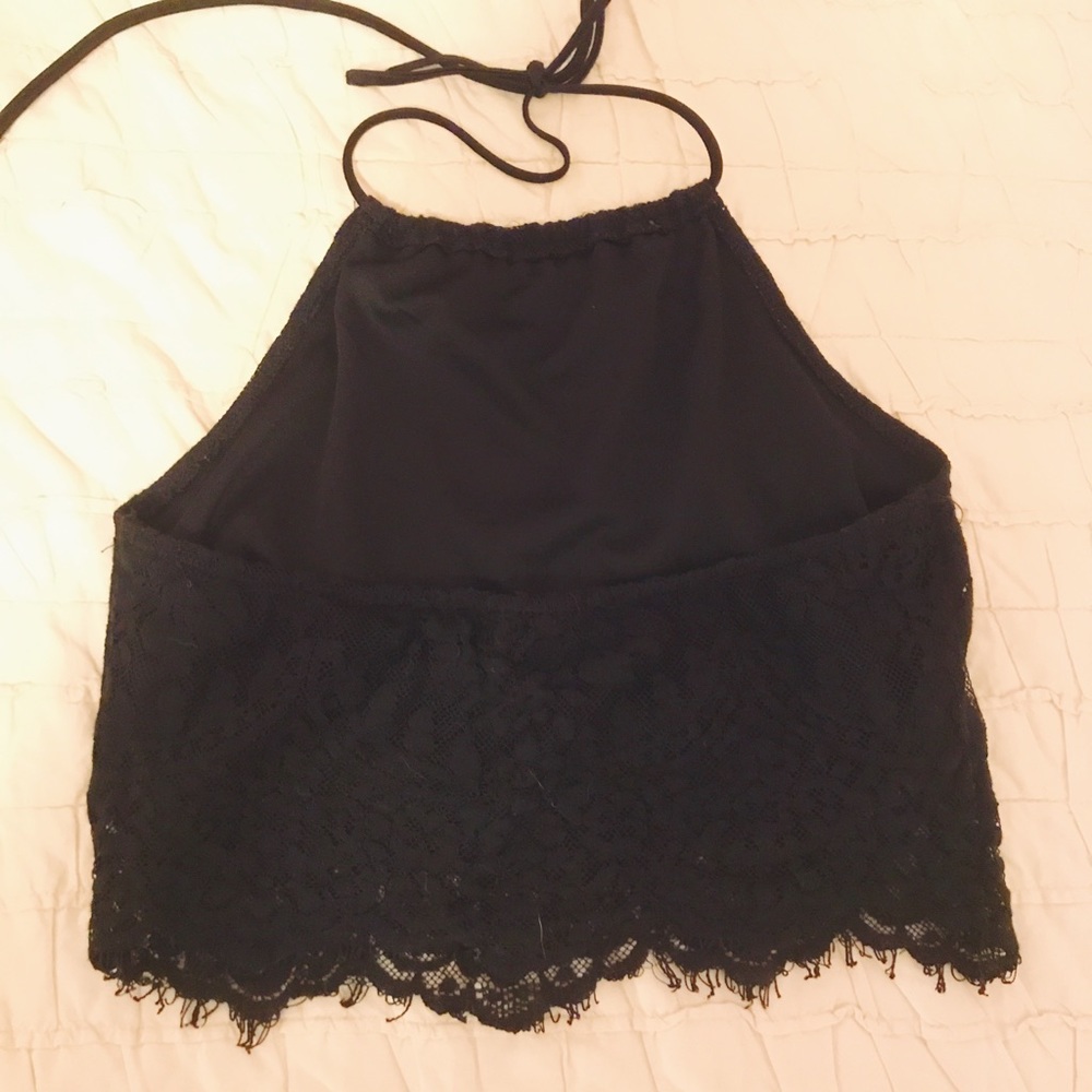 Black lace halter top