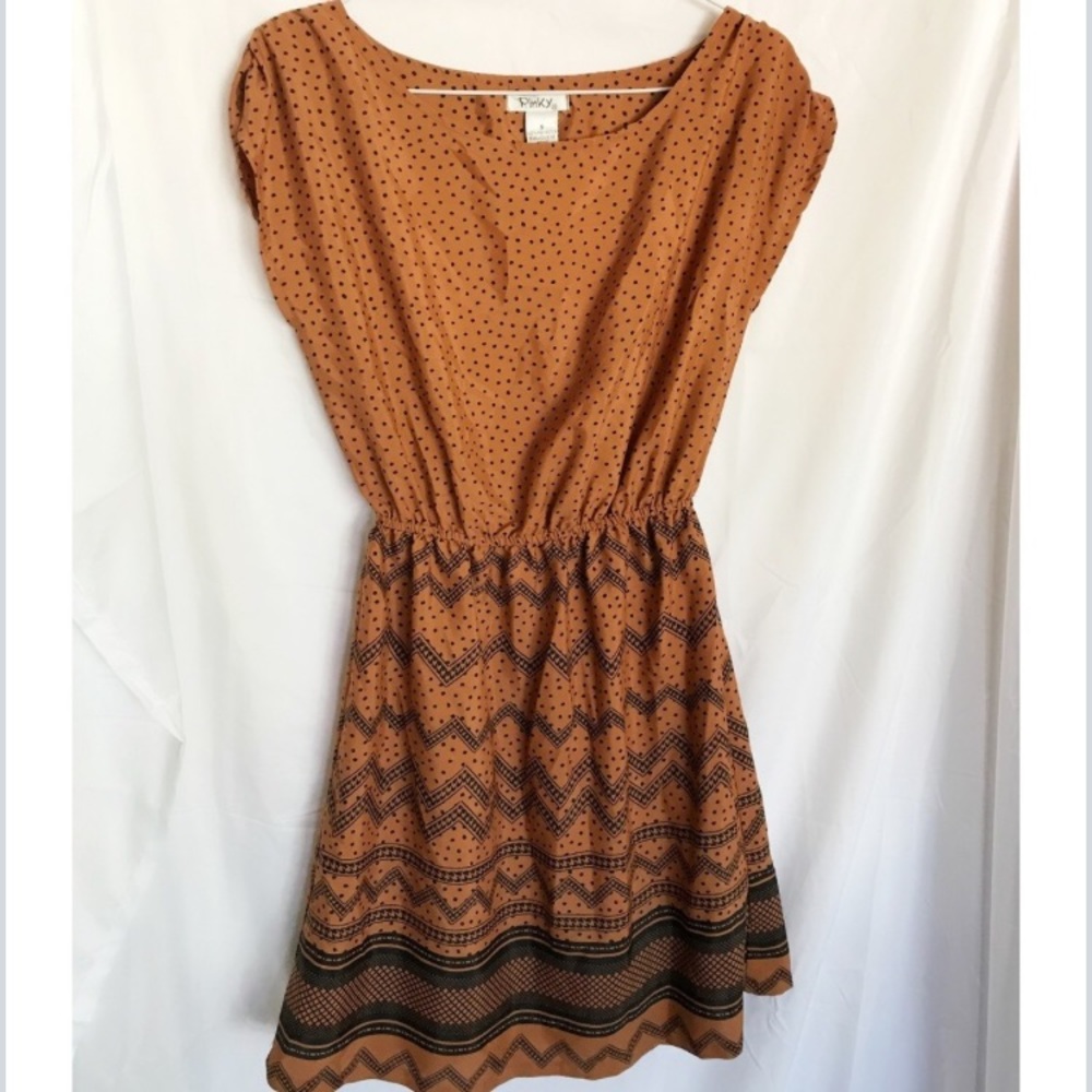 PINKY Fall Polka Dot & Zigzag Dress