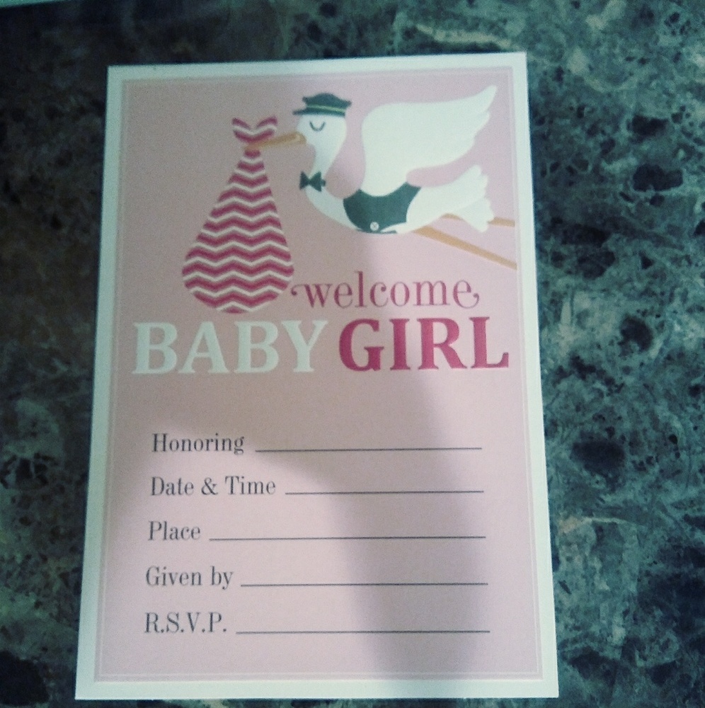 30Hallmark  Stork Welcome baby girl invitations