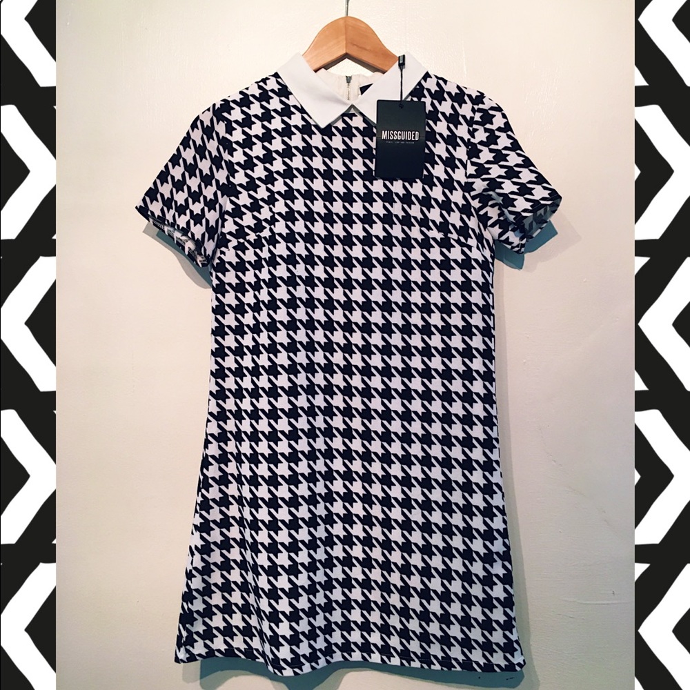 Retro-inspired Mod-style Houndstooth Dress